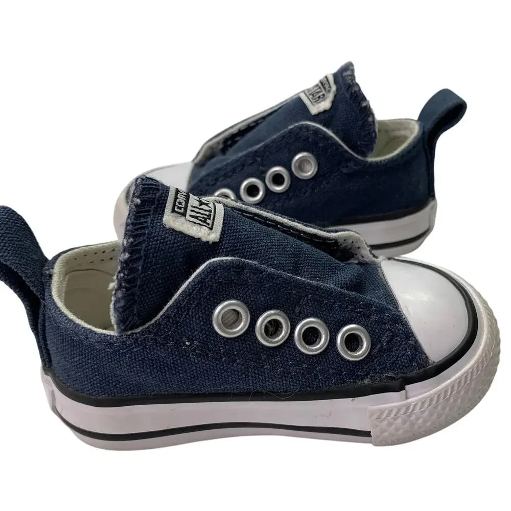 Converse Boys Chuck Taylor All Star Baby Sz 2 Slip Ons Navy Blue White